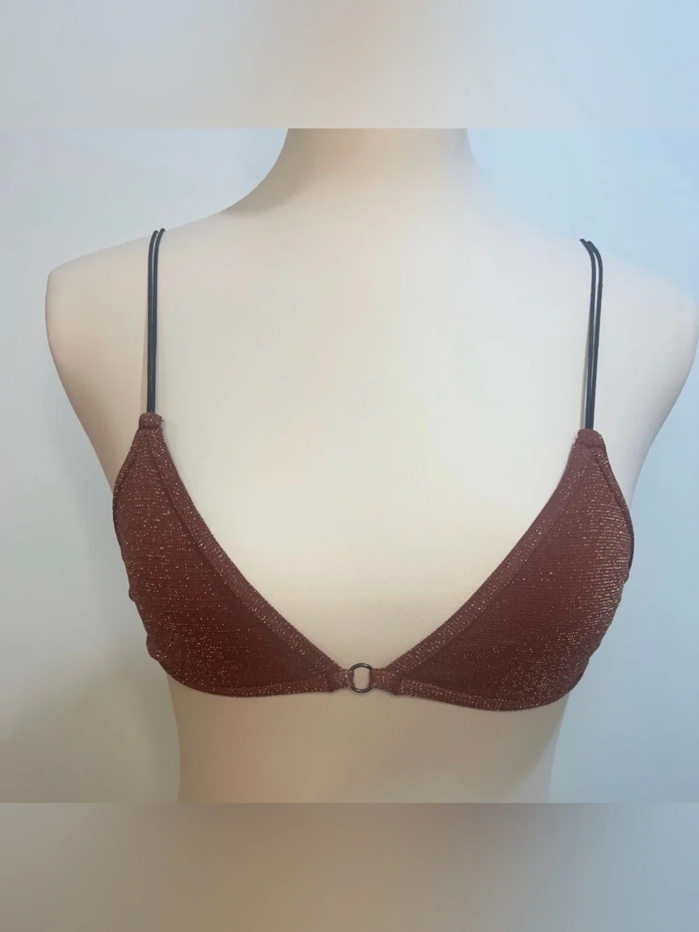 Free People Shimmer Metallic Triangle Bralette in Deep Burgundy